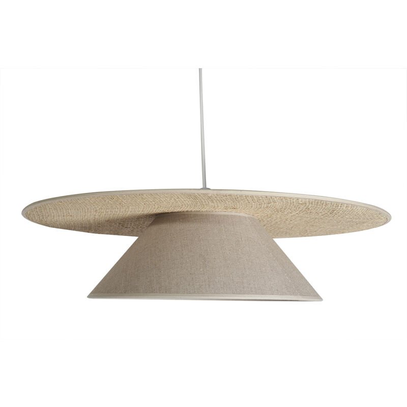 foto del prodotto miliboo lampada a sospensione in lino beige e rafia naturale l55 cm azami
