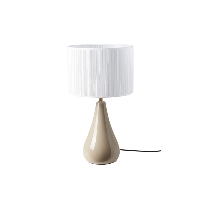 foto del prodotto miliboo lampada da tavolo color talpa in ceramica lucida e paralume in tessuto plissettato bianco h49 cm trova