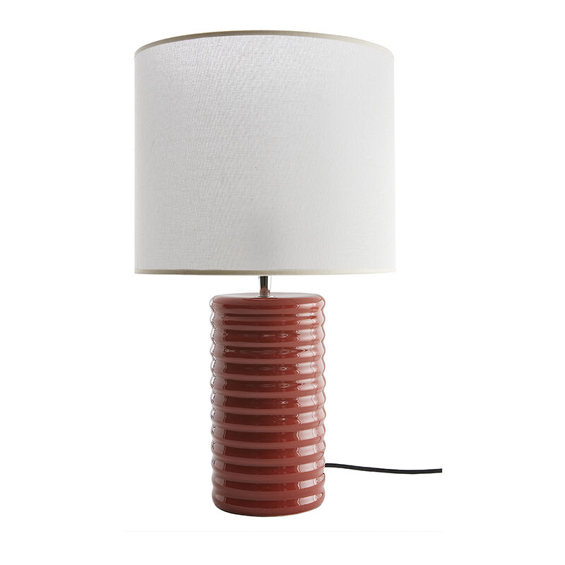 foto del prodotto miliboo lampada da tavolo in ceramica smaltata terracotta e paralume cru h53 cm berro