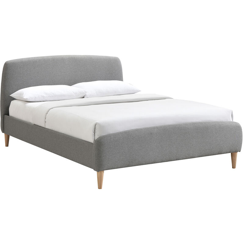 foto del prodotto miliboo letto design in tessuto grigio legno 140 x 200 niels