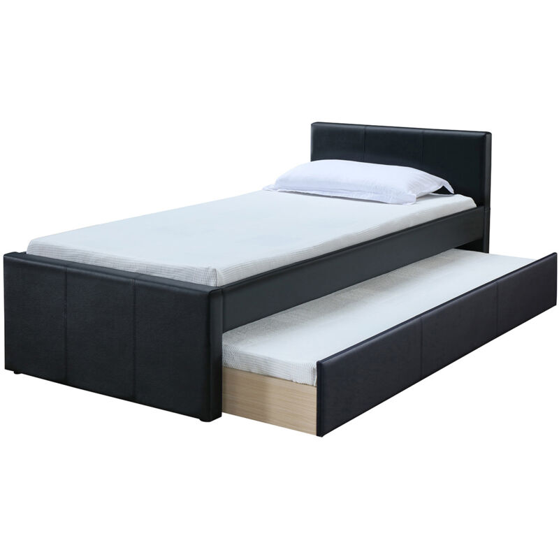 foto del prodotto miliboo letto estraibile 90 x 195 pu nero opaco macco