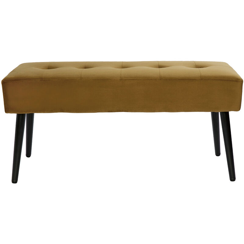 foto del prodotto miliboo panca design lavorazione capitonn in tessuto velluto color bronzo e metallo nero l95 cm guesta