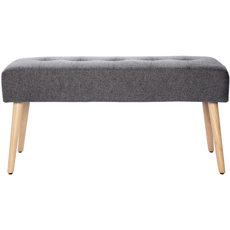 foto del prodotto miliboo panca lavorazione capitonn effetto velluto testurizzato grigio chiaro e legno chiaro l95 cm guesta