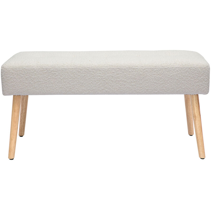 foto del prodotto miliboo panca scandinava lavorazione capitonn in tessuto effetto lana boucl bianco e legno chiaro l96 cm guesta