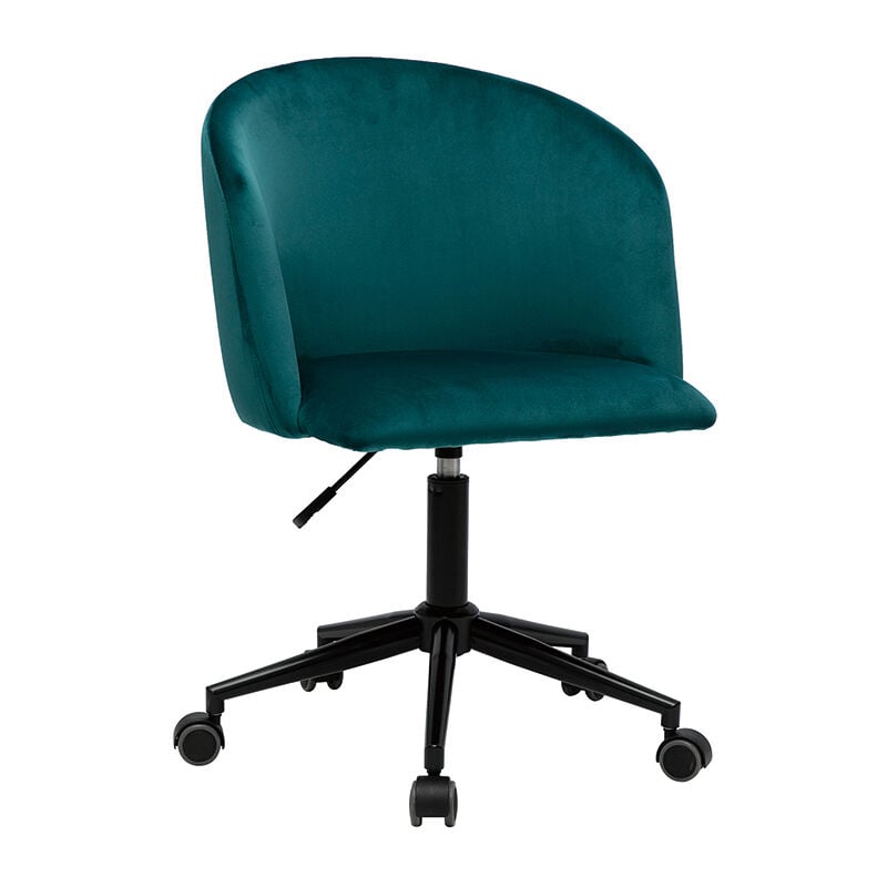 foto del prodotto miliboo poltrona da ufficio in velluto blu petrolio vanity