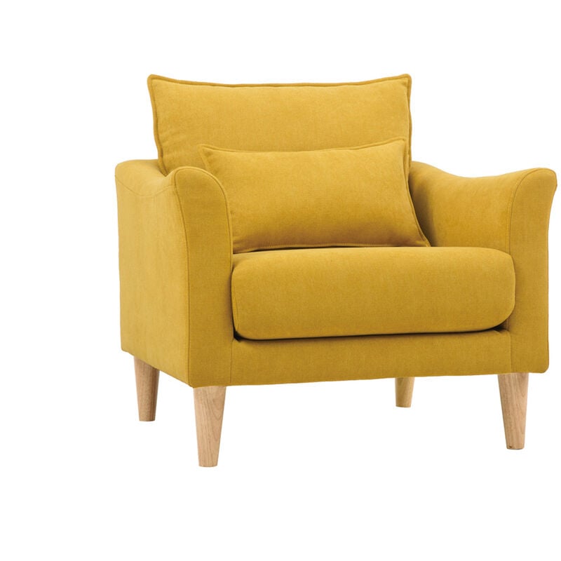 foto del prodotto miliboo poltrona design effetto velluto giallo senape kate