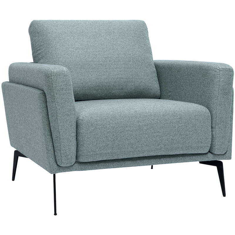 foto del prodotto miliboo poltrona design in tessuto grigio verde e metallo nero mosco