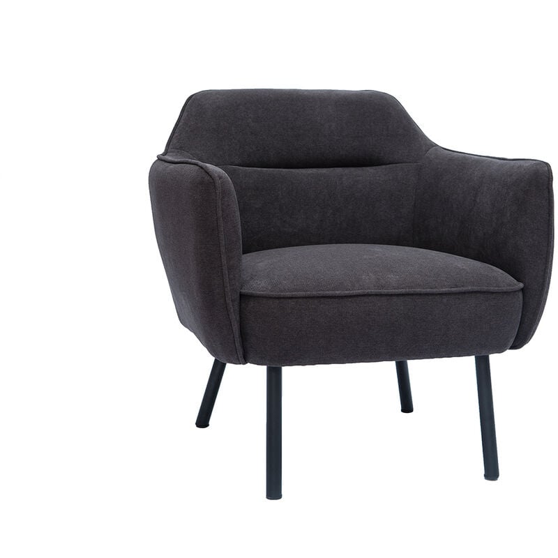 foto del prodotto miliboo poltrona design tessuto effetto velluto grigio scuro laurens