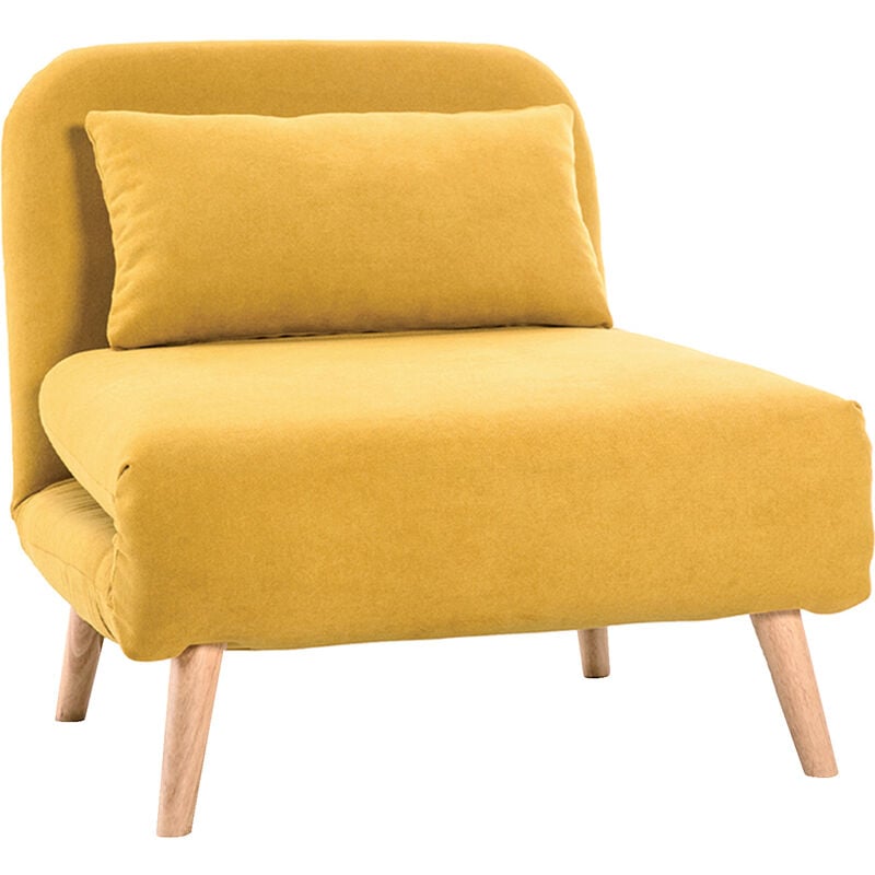 foto del prodotto miliboo poltrona letto scandinava in tessuto giallo senape amiko