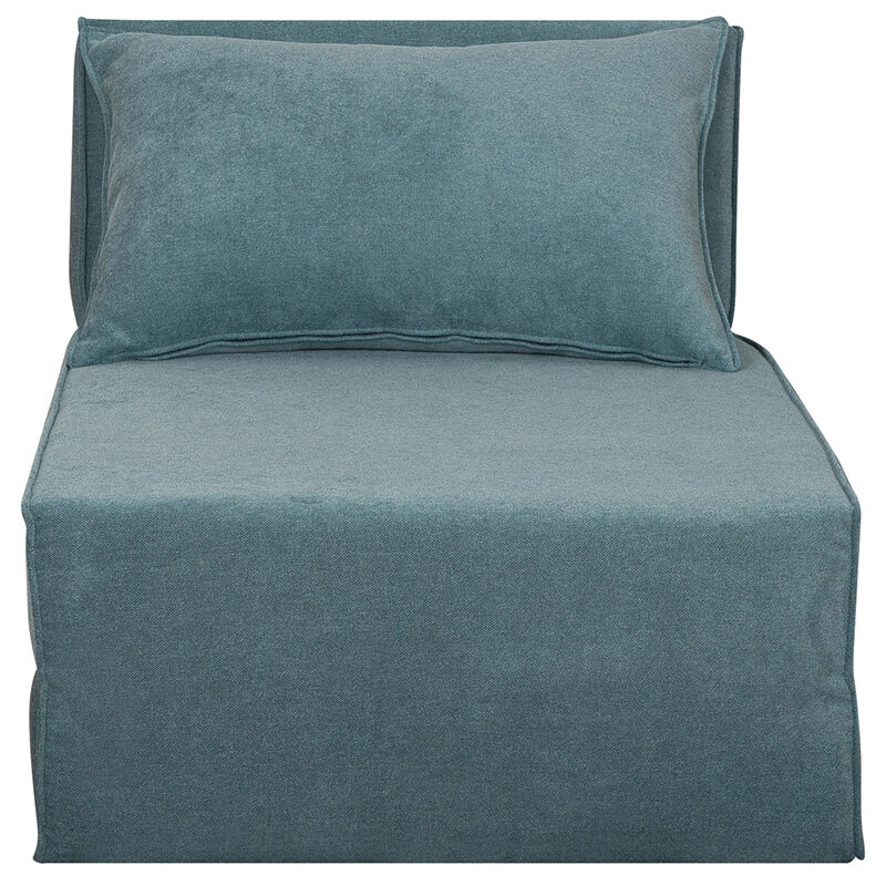 foto del prodotto miliboo poltrona letto singola in tessuto effetto velluto blu victor