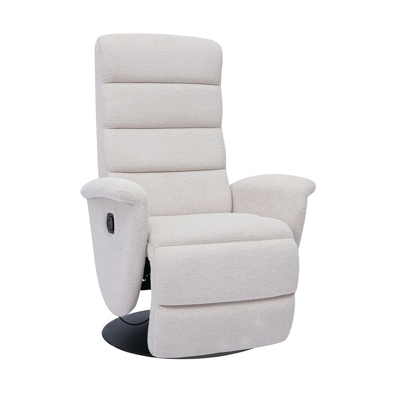 foto del prodotto miliboo poltrona relax girevole manuale in tessuto di ciniglia beige nelson