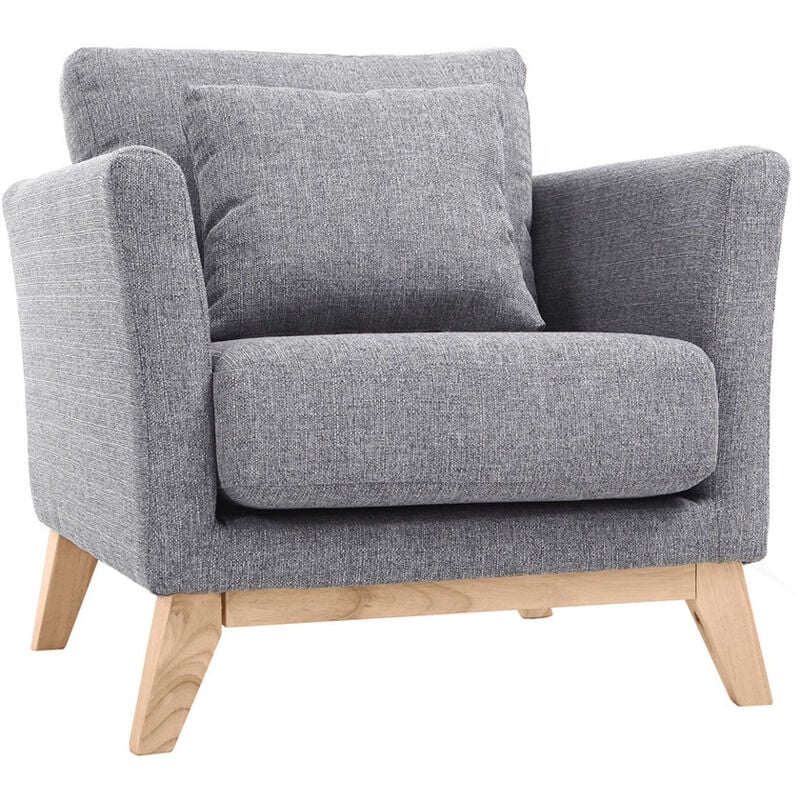 foto del prodotto miliboo poltrona scandinava grigio chiaro piedi in legno chiaro oslo