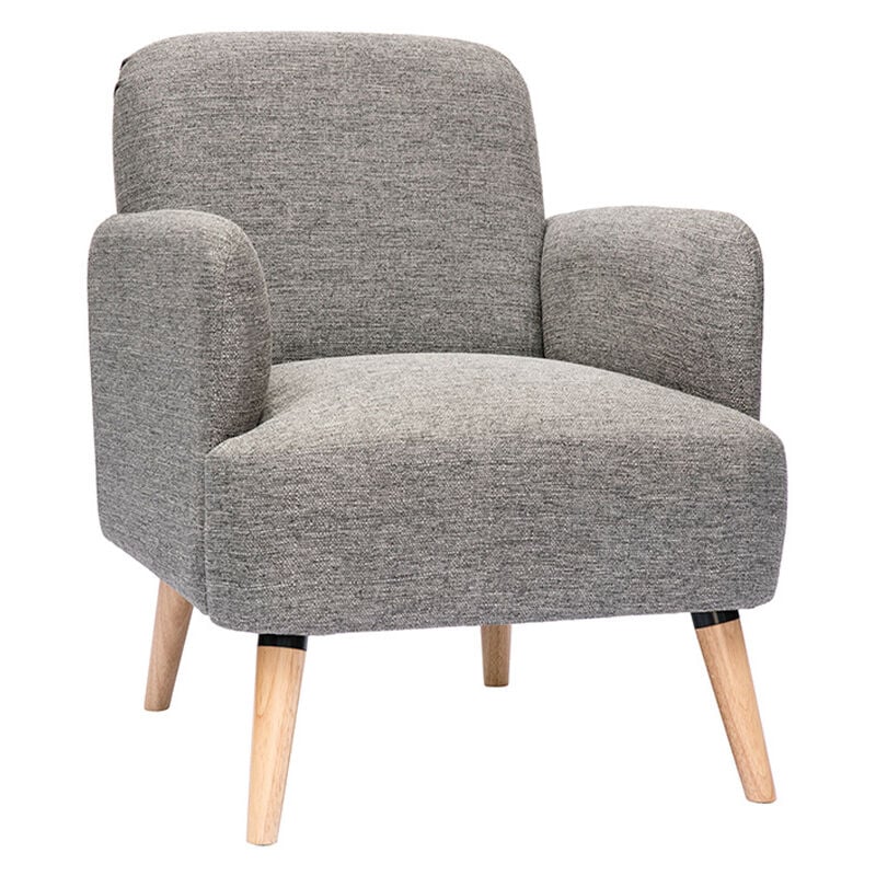 foto del prodotto miliboo - poltrona scandinava in tessuto grigio chiaro e legno chiaro isko