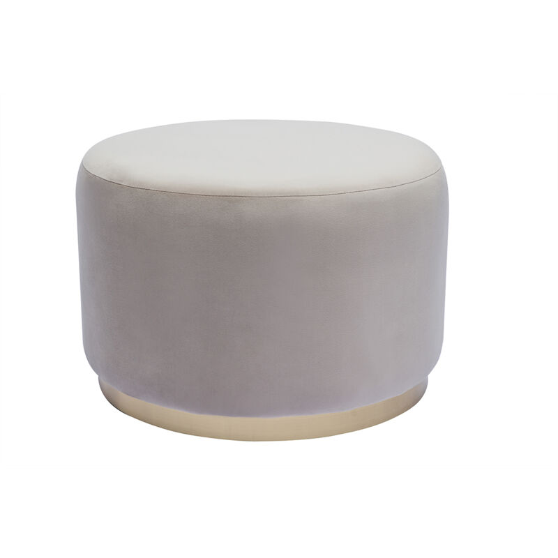 foto del prodotto miliboo puff rotondo in velluto color talpa e metallo dorato d54 cm amaya
