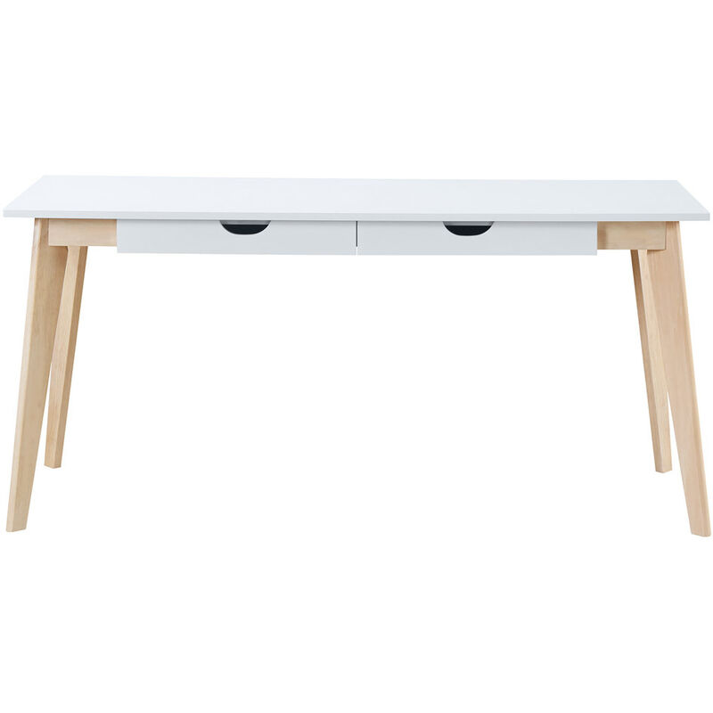 foto del prodotto miliboo scrivania scandinava con cassetti legno bianca l160 leena