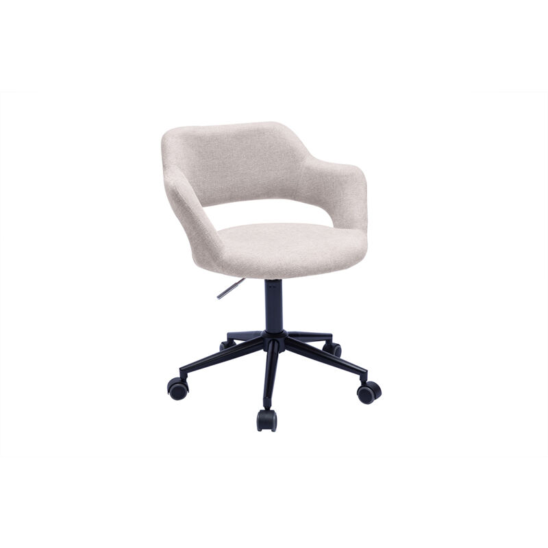 foto del prodotto miliboo sedia da ufficio con ruote design in tessuto effetto velluto beige e metallo nero jessy