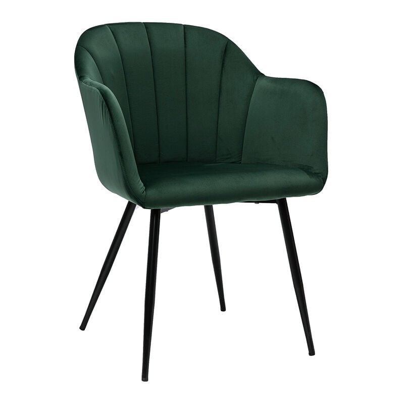 foto del prodotto miliboo sedia design in velluto verde e base metallo nero milly