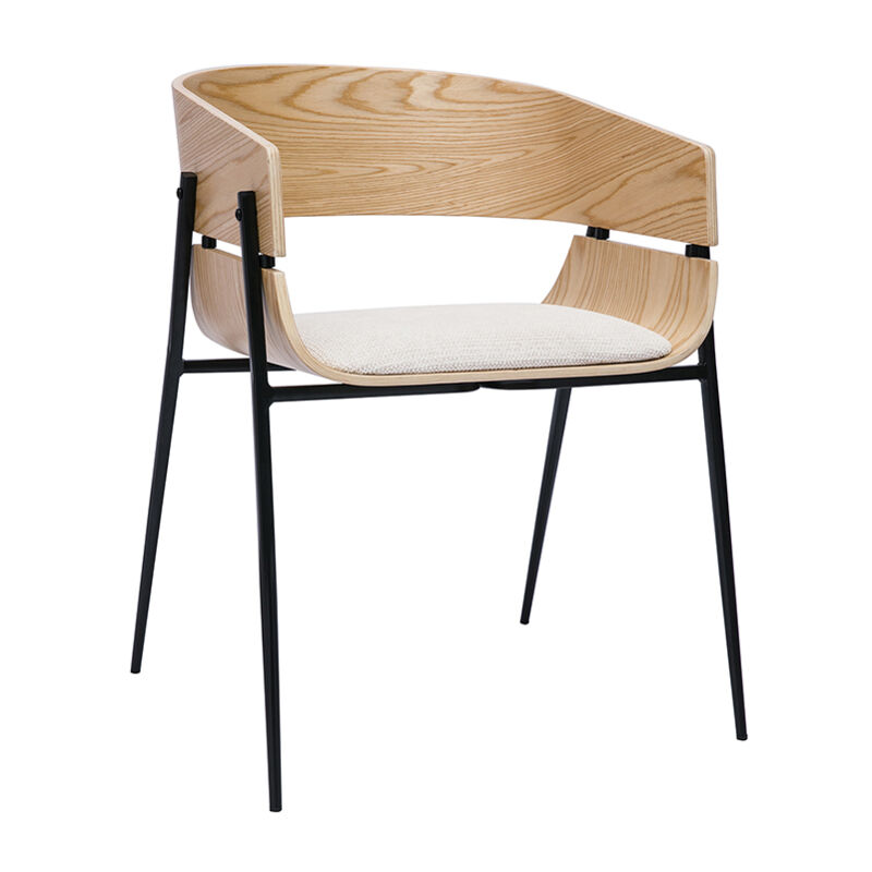 foto del prodotto miliboo sedia design nero e legno scuro wess