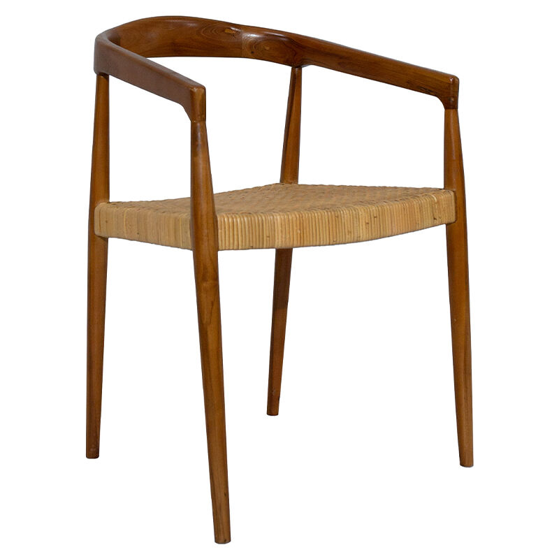 foto del prodotto miliboo sedia etnica in legno massello di teak e motivo a intreccio rattan negara