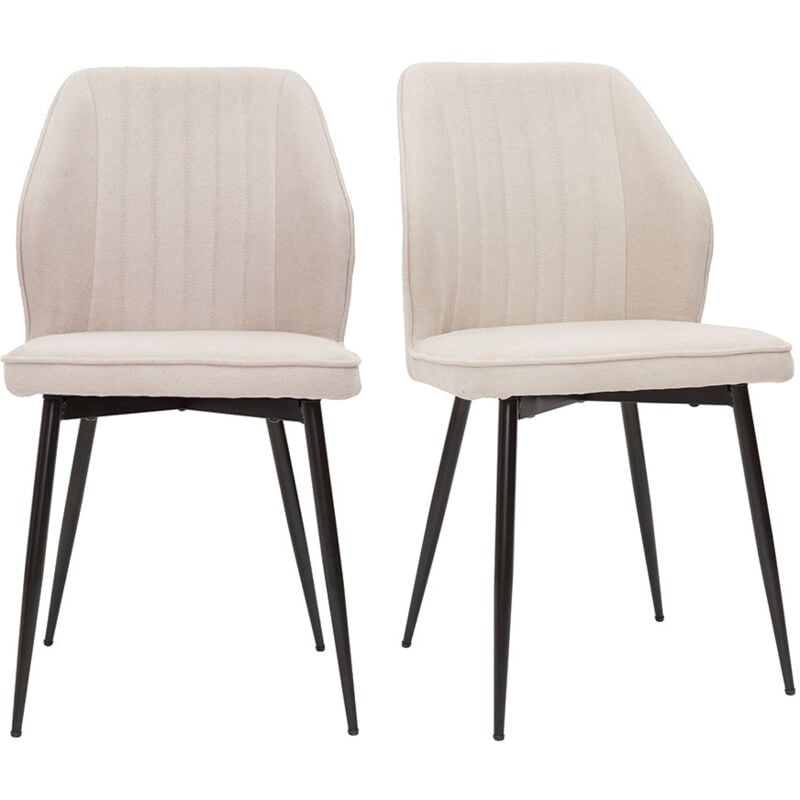 foto del prodotto miliboo sedie design in tessuto effetto velluto beige e base metallo nero set di 2 fanette