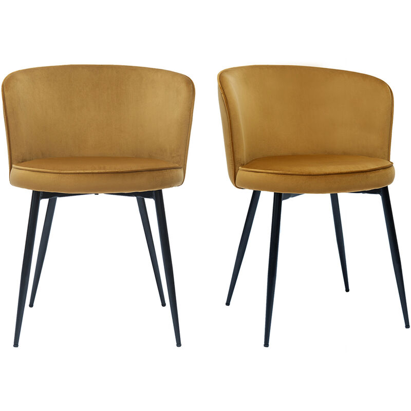 foto del prodotto miliboo sedie design in tessuto velluto color bronzo e metallo nero set di 2 serif