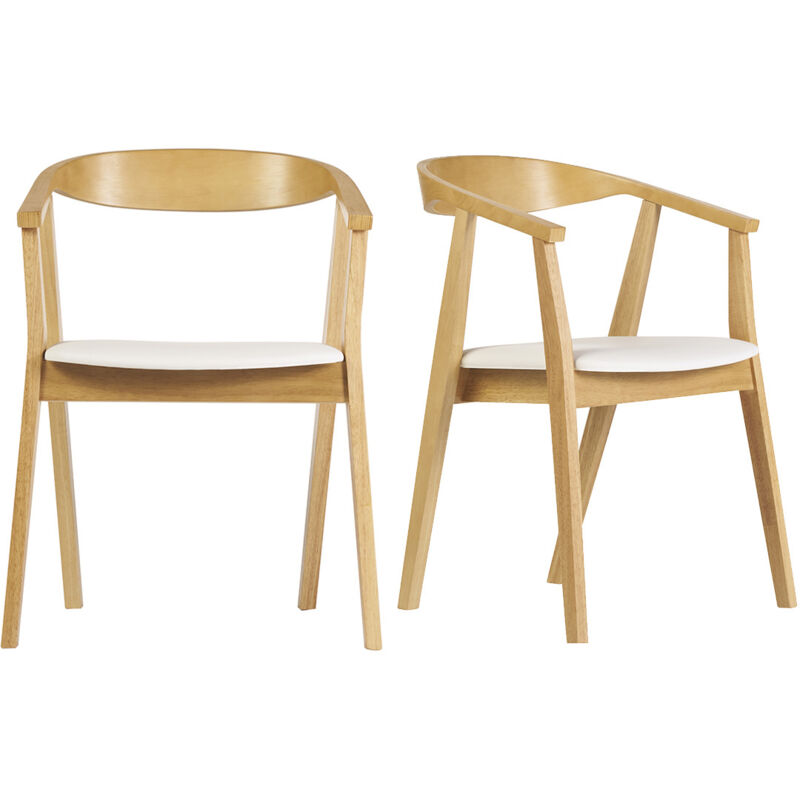 foto del prodotto miliboo sedie design scandinave bianche e legno chiaro set di 2 bahia