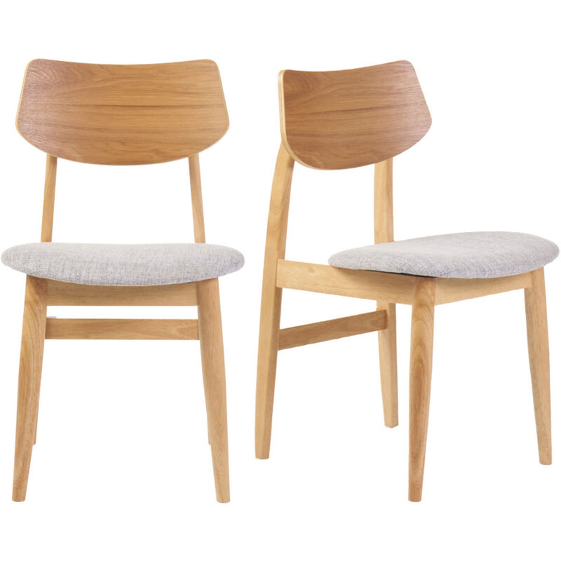 immagine 0 del prodotto miliboo sedie scandinave legno chiaro e tessuto grigio chiaro set di 2 elion