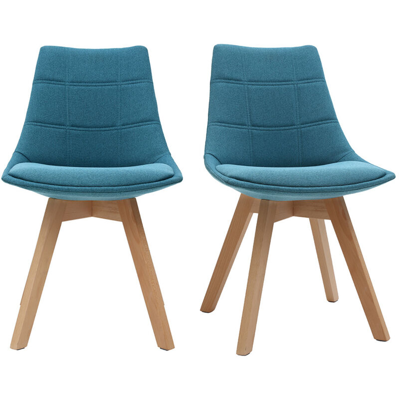 foto del prodotto miliboo set di 2 sedie scandinave in tessuto blu anatra matilde