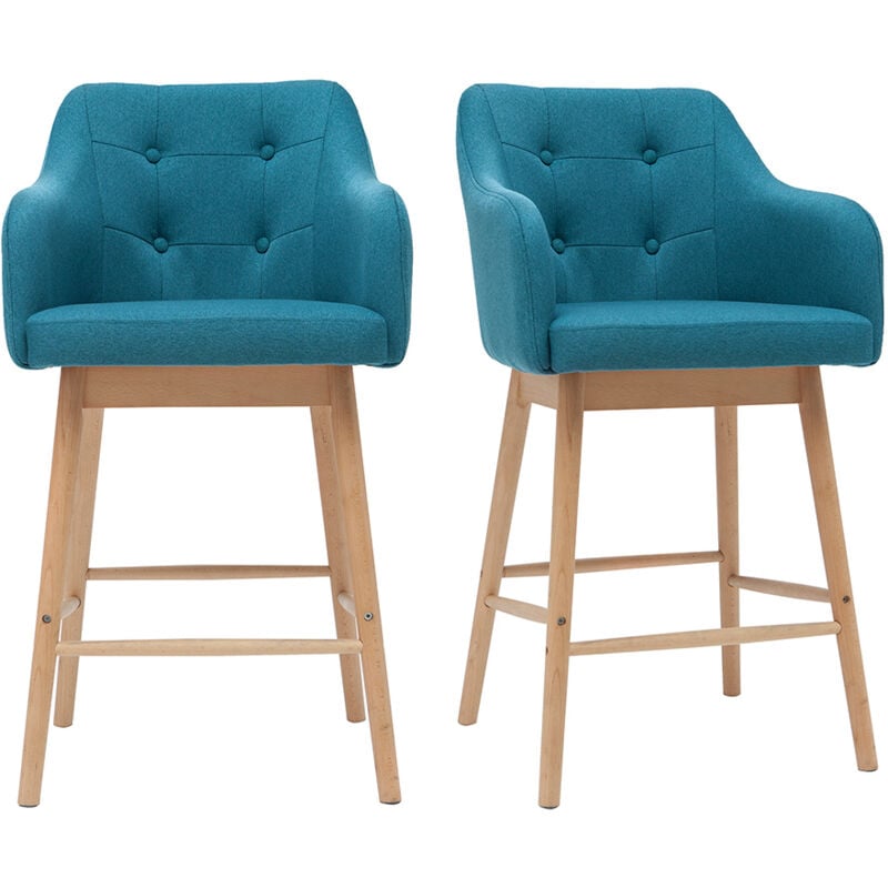 foto del prodotto miliboo set di 2 sgabelli scandinavi blu anatra e legno h64 cm baltik