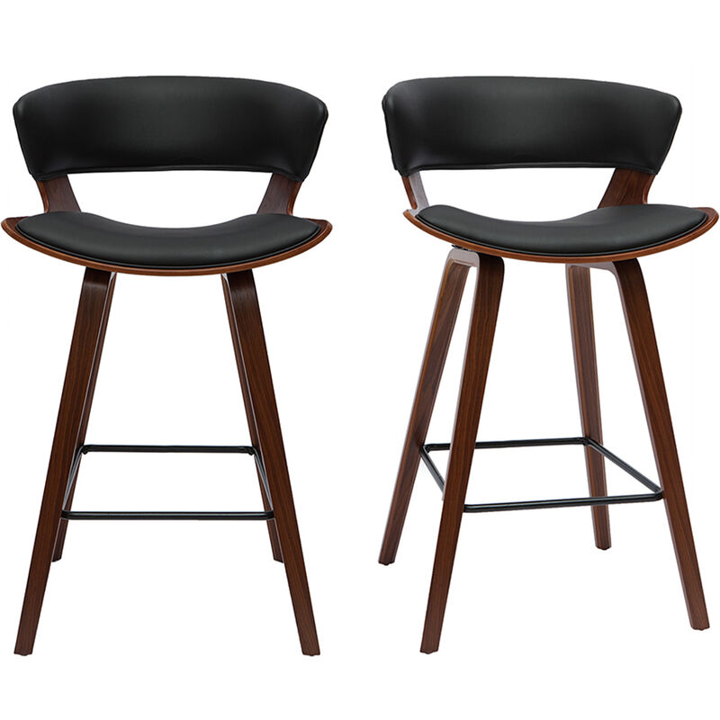 foto del prodotto miliboo sgabelli da bar design nero e legno scuro h65 cm set di 2 syrah