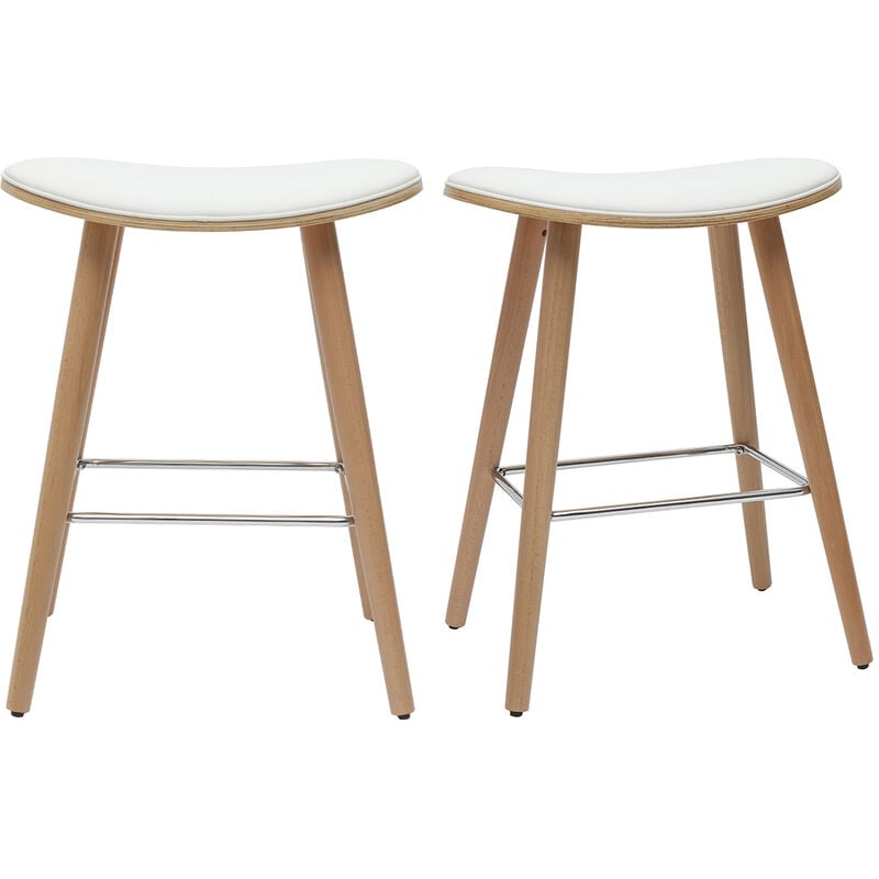 foto del prodotto miliboo sgabelli da bar legno chiaro e bianco h65 cm set di 2 meadow