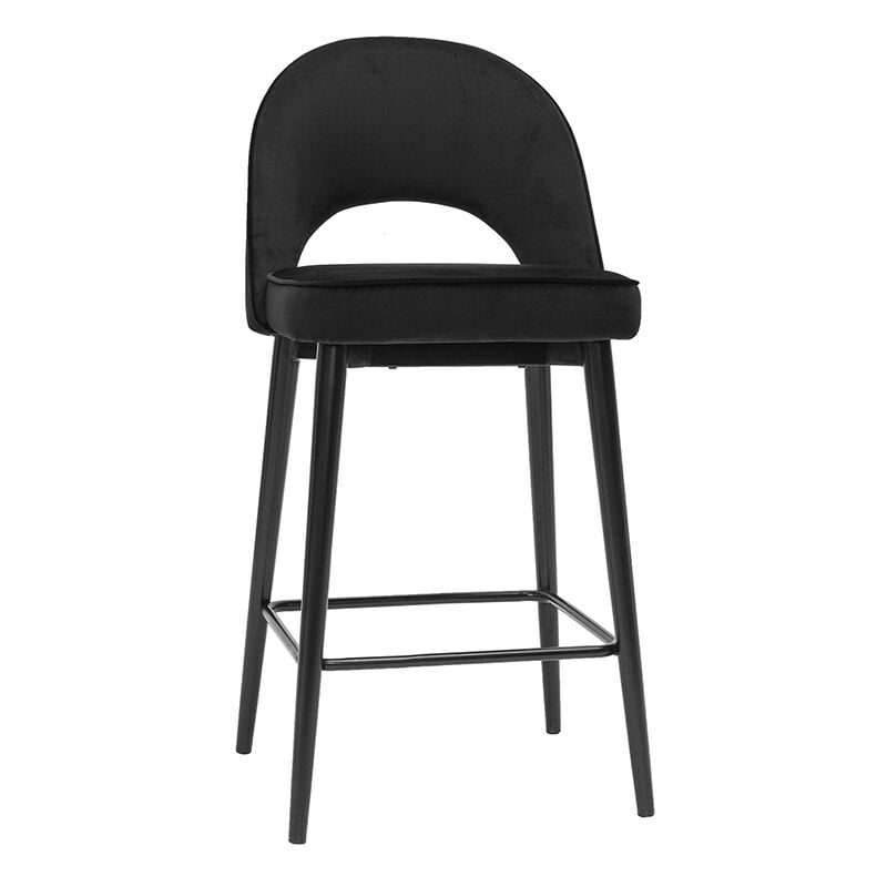 foto del prodotto miliboo sgabello da bar design in velluto nero e metallo h69 cm bellerose