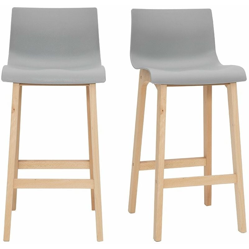 foto del prodotto miliboo sgabello da bar design legno e grigio chiaro 65cm set di 2 new surf