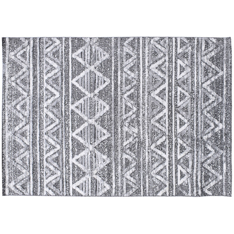 foto del prodotto miliboo tappeto berbero con motivi a rilievo bianco e grigio 160 x 230 cm erga