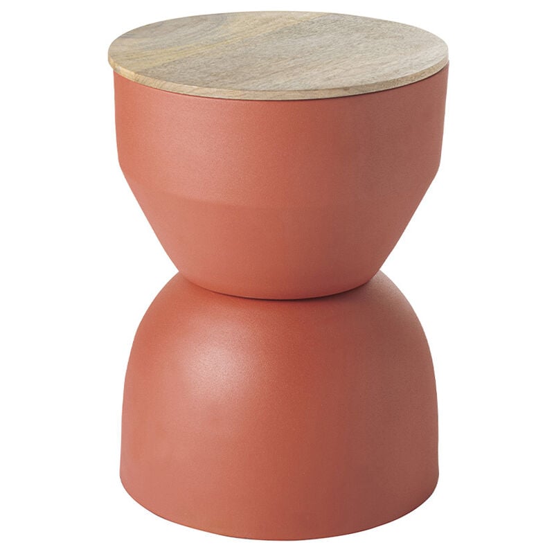 foto del prodotto miliboo tavolino da caff rotondo design con struttura in metallo color bruciato e legno massello di mango d30 cm yoyo