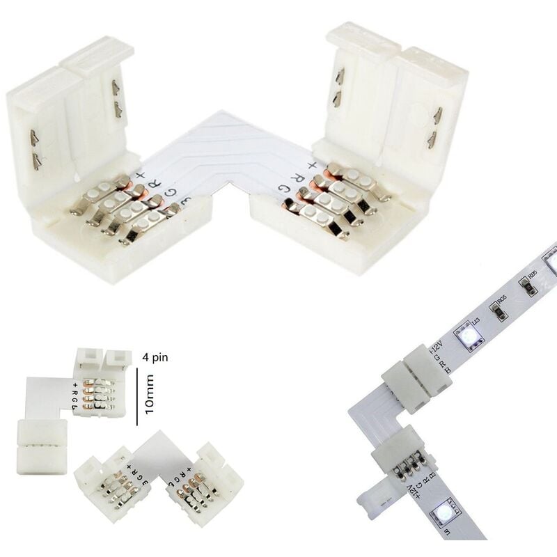 foto del prodotto mille lucciole 5 clip 10mm 4pin rgb angolare connettore per striscia led strip 5050 accessori