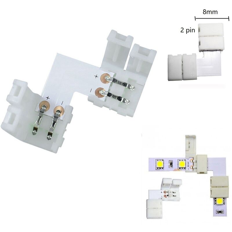 foto del prodotto mille lucciole clip 8mm 2pin angolare connettore per striscia led strip monocolore accessori