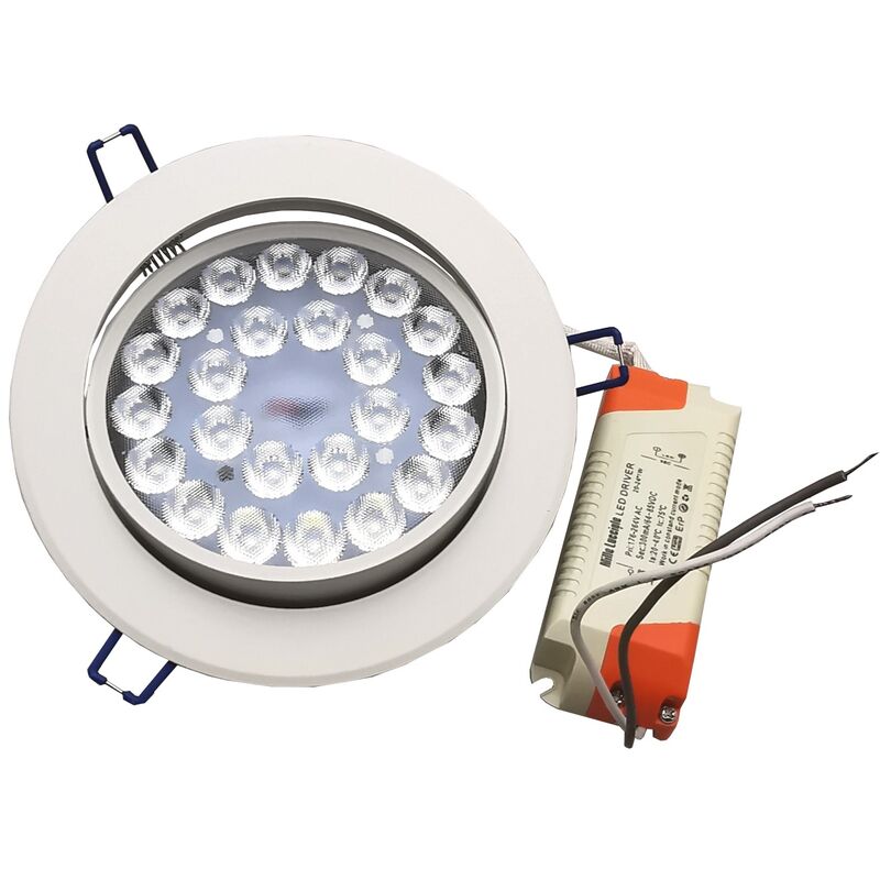 foto del prodotto mille lucciole faro faretto led incasso bianco 24w ip20 orientabile rotondo 6500k 4000k fredda bianca 6500k