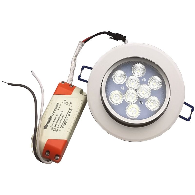 foto del prodotto mille lucciole faro faretto led incasso bianco 9w ip20 orientabile rotondo luce fredda naturale naturale 4500k