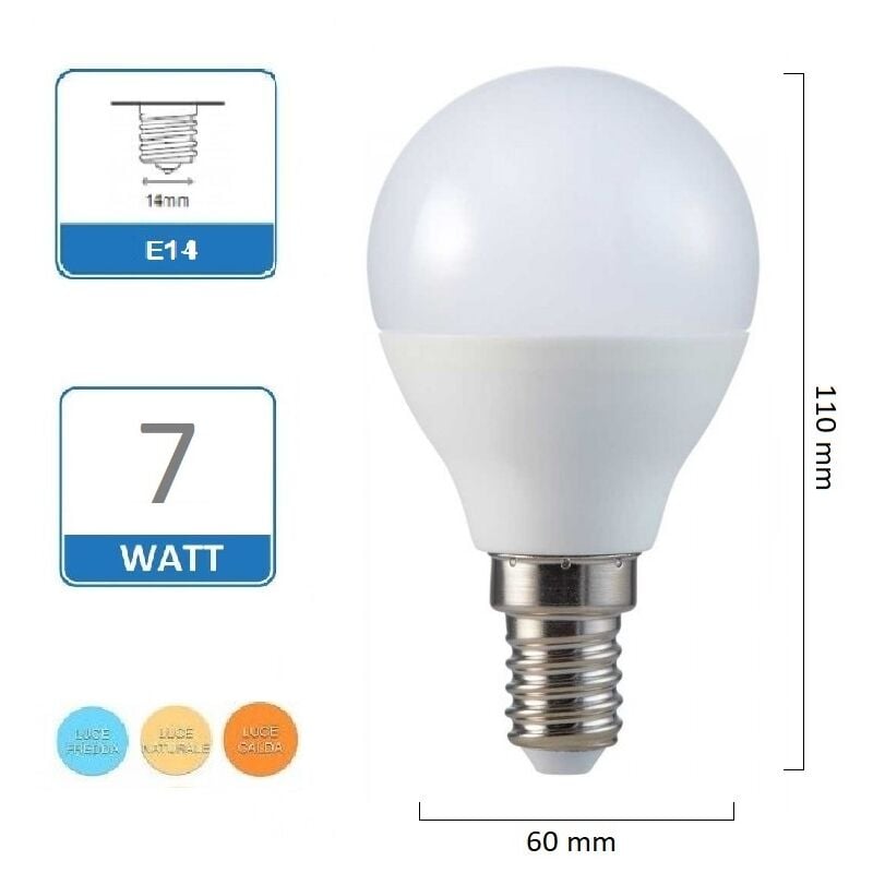 foto del prodotto mille lucciole lampadina led globo e14 7w pallina sfera opaco luce calda naturale bianca fredda calda 3000k