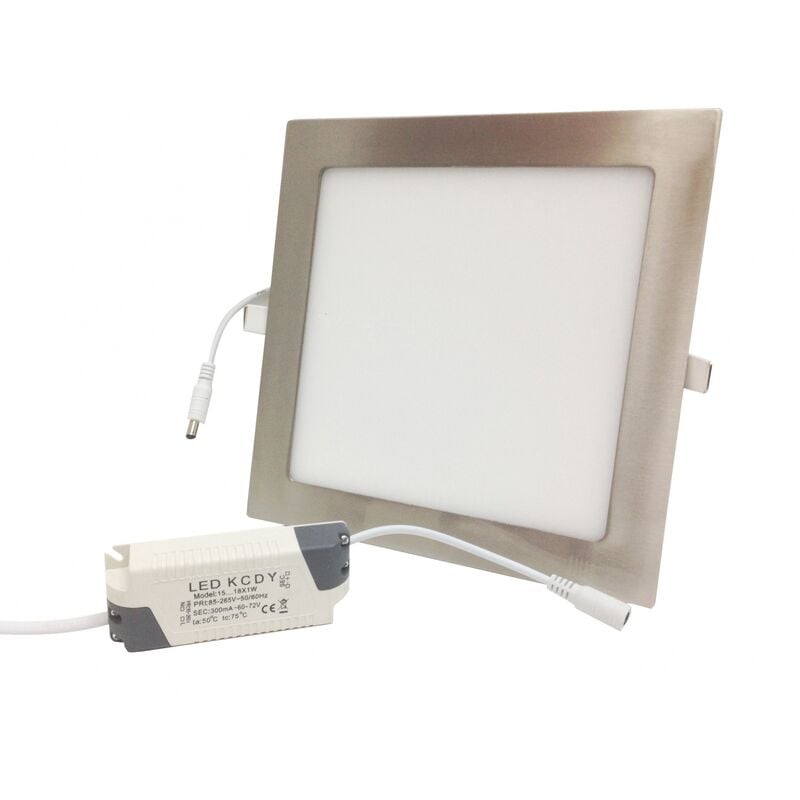foto del prodotto mille lucciole pannello led quadrato 18w acciaio satinato nichel incasso faro faretto completo driver luce bianca naturale caldadownlight calda