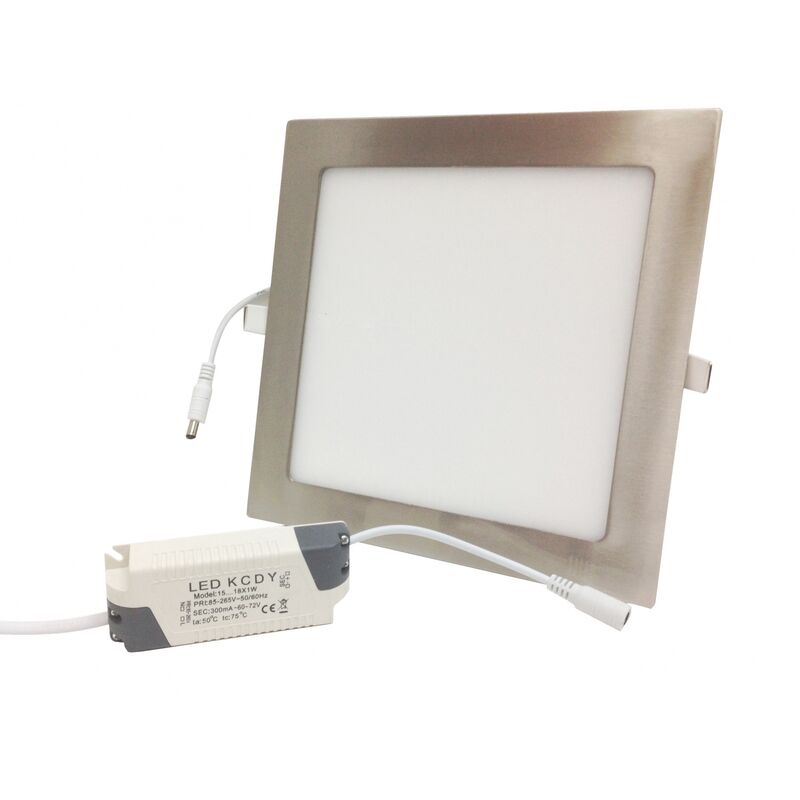 foto del prodotto mille lucciole pannello led quadrato 18w acciaio satinato nichel incasso faro faretto completo driver luce bianca naturale caldadownlight fredda