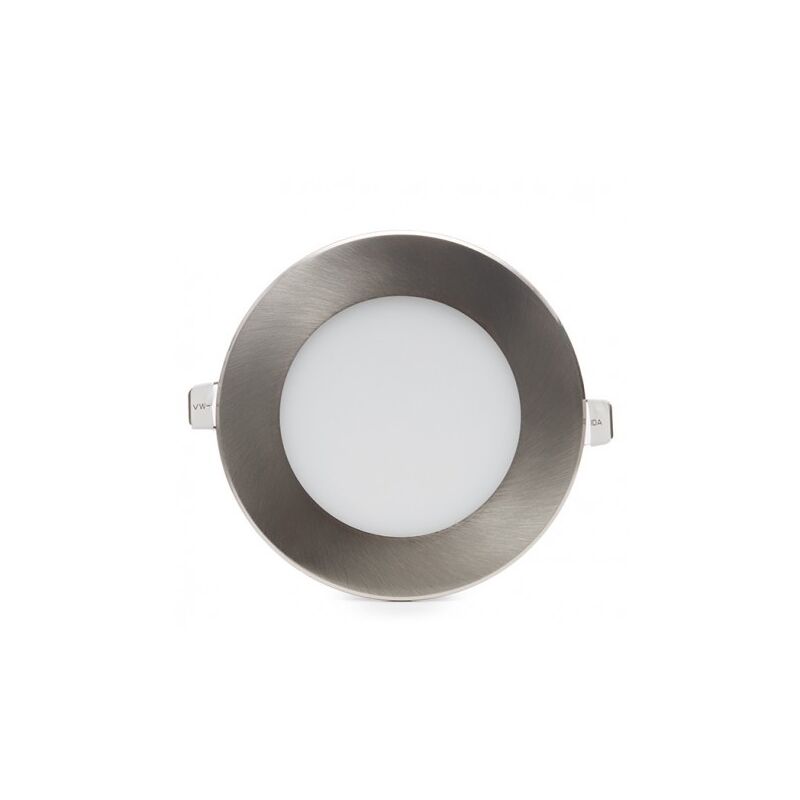 foto del prodotto mille lucciole pannello led rotondo acciaio satinato nickel slim 6w ip20 incasso faretto completo driver luce bianca naturale calda downlight calda