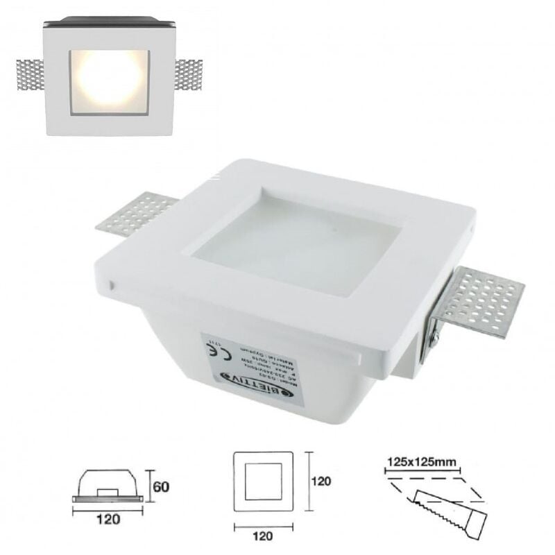 foto del prodotto mille lucciole portafaretto quadrato da incasso in gesso copertura in vetro opaca per lampadine gu10 mr16