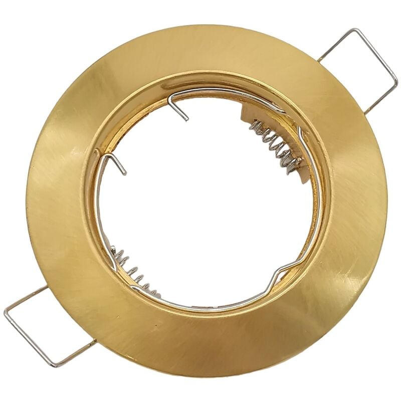 foto del prodotto mille lucciole portafaretto tondo oro spazzolato fisso da incasso cartongesso per lampadine gu10 mr16