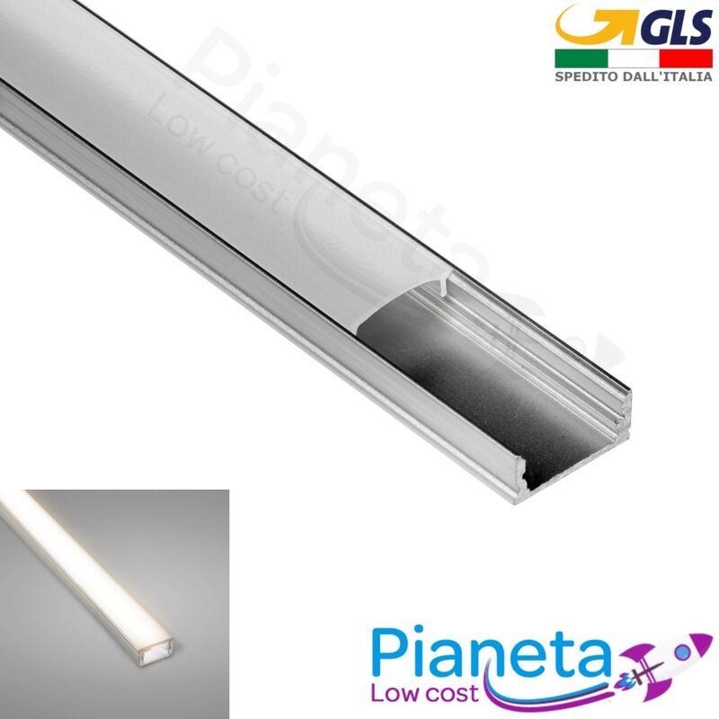 foto del prodotto mille lucciole profilo alluminio 2m per strisce strip led barra rigida profilato copertura opaco