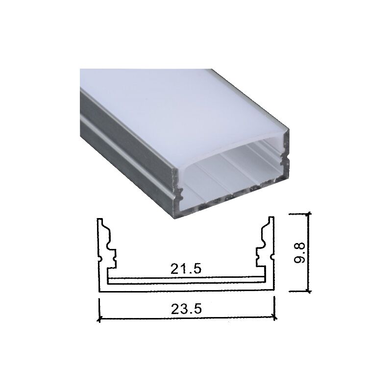 foto del prodotto mille lucciole profilo in alluminio largo 24 mm 2m per strisce strip led barra rigida profilato copertura opaco