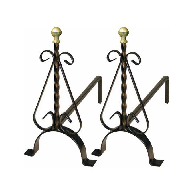 foto del prodotto mille paia alari pomoli ottone 41x15 h 40 50065