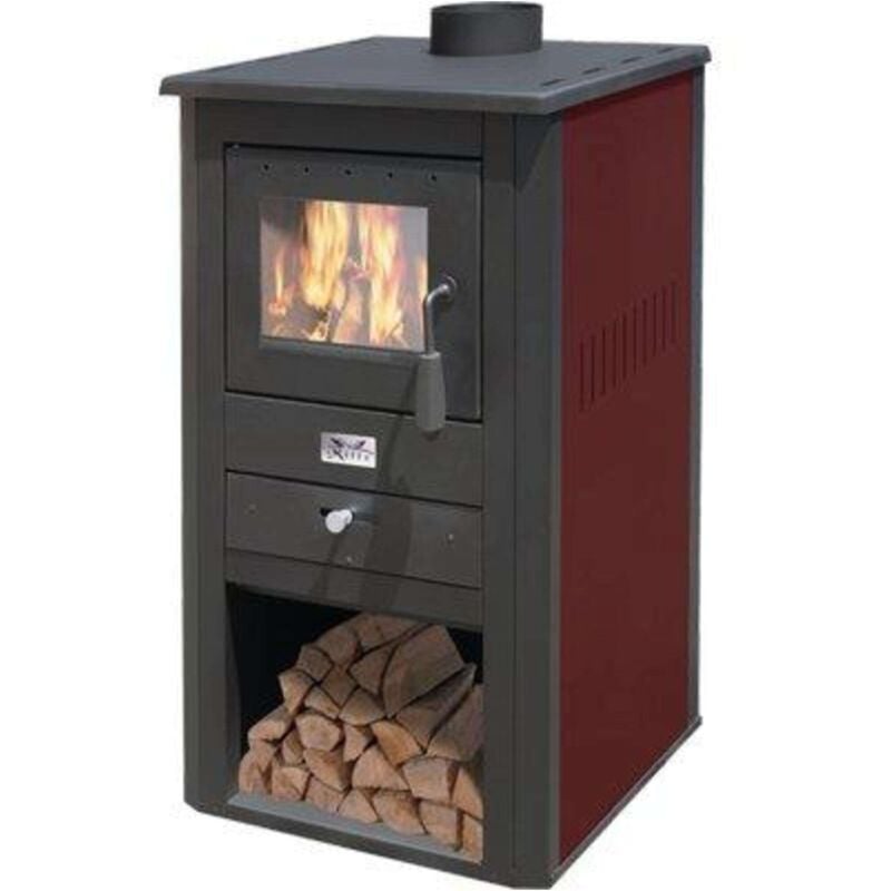 foto del prodotto mille srl stufa a legna pallade 10,7 kw bordeaux misure cm.50x41x86h. peso kg.58