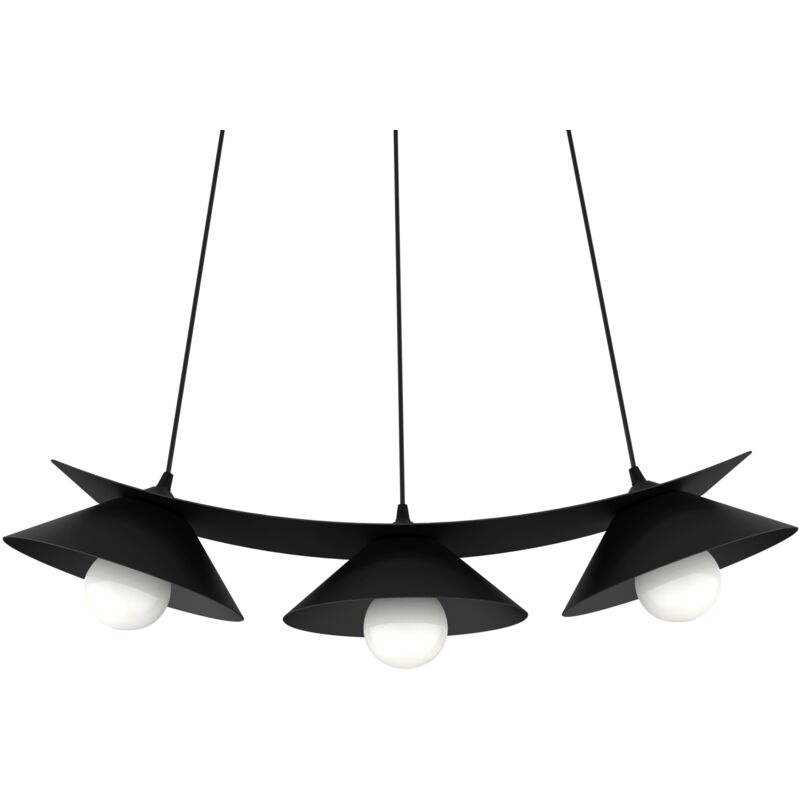 foto del prodotto miller sospensione, 3x e27, max 42w, metallo, nero opaco, l.70cm lumicom